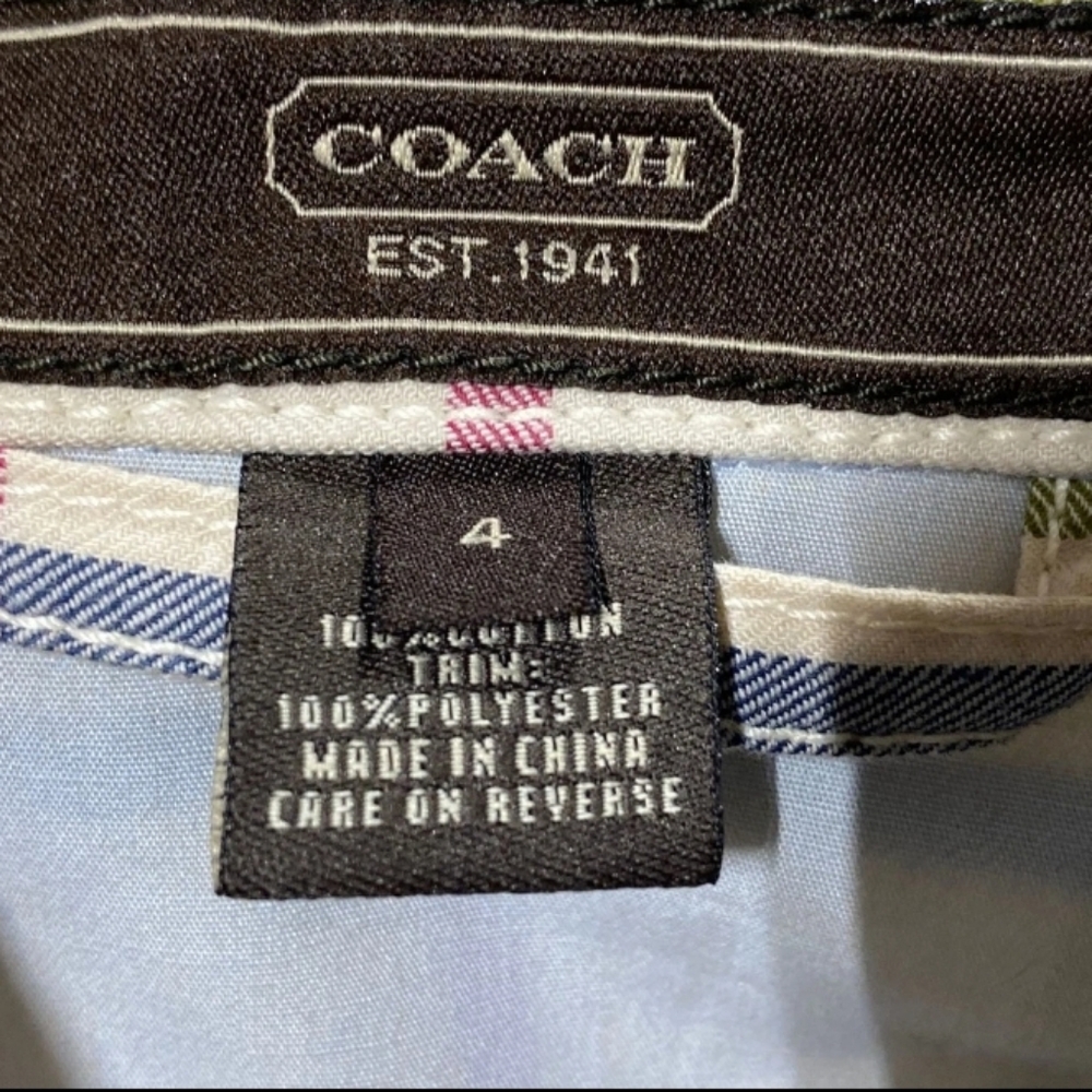 AUTHENTIC COACH tartan Or Tattersall Multi Color Plaid And Cream Coat/Jacket med - Picture 3 of 6